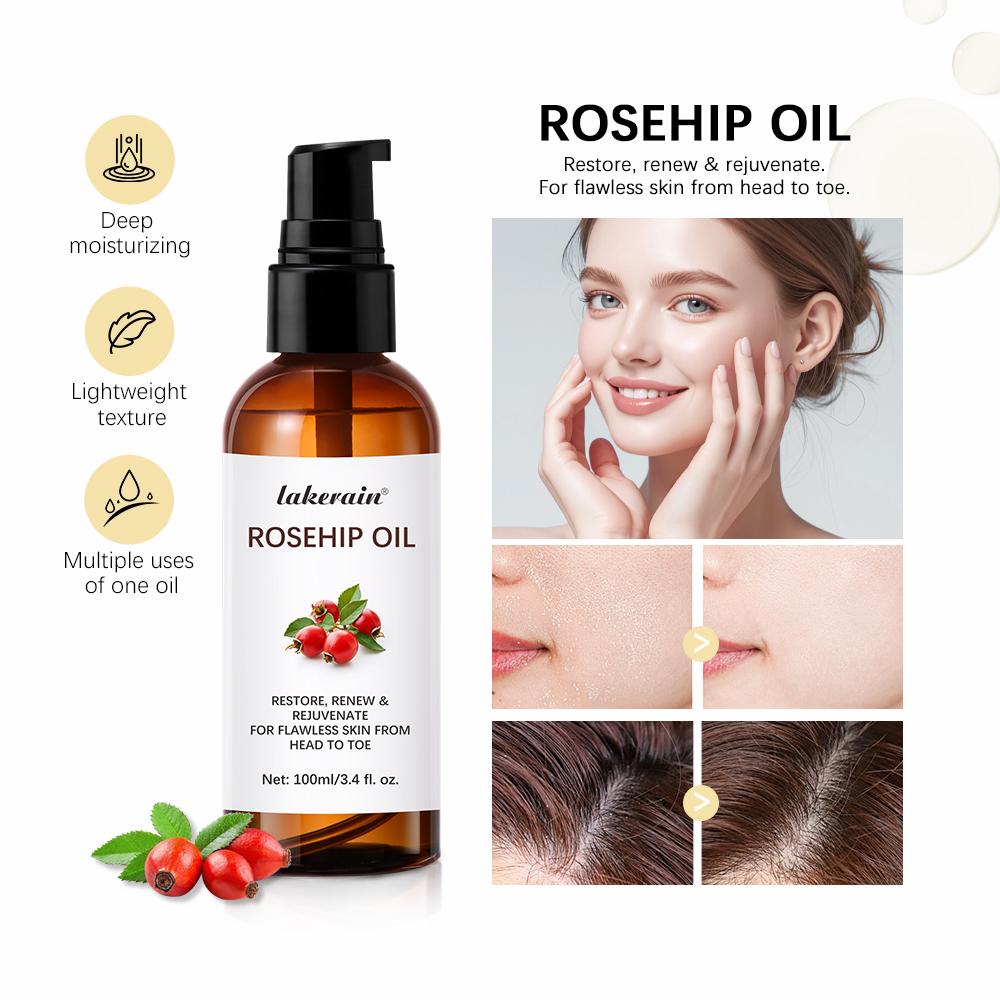 Face Oil Rosehip - Minyak esensial pelembab multifungsi 100ml, minyak